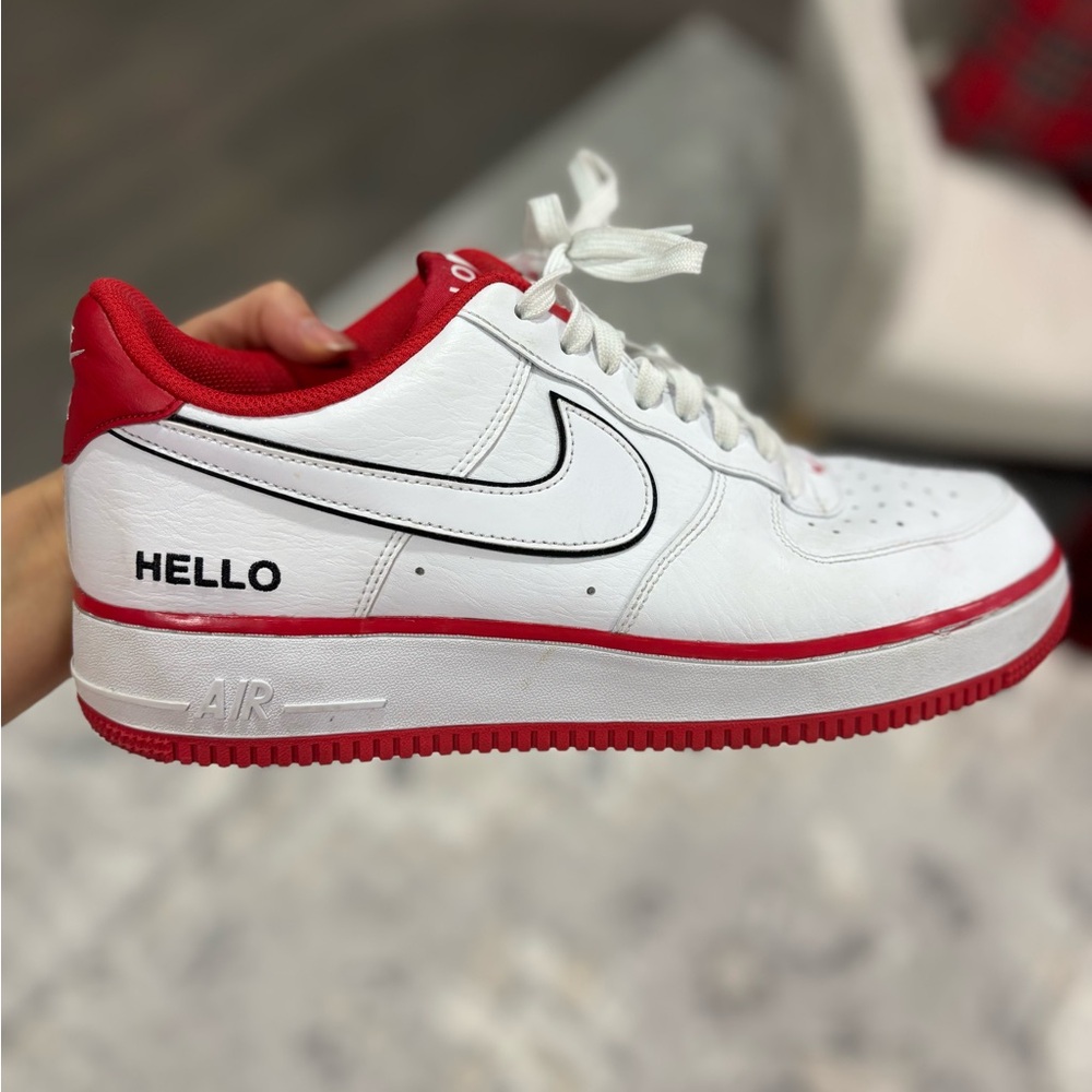 Nike Air Force 1 'Hello' White Red Sneakers